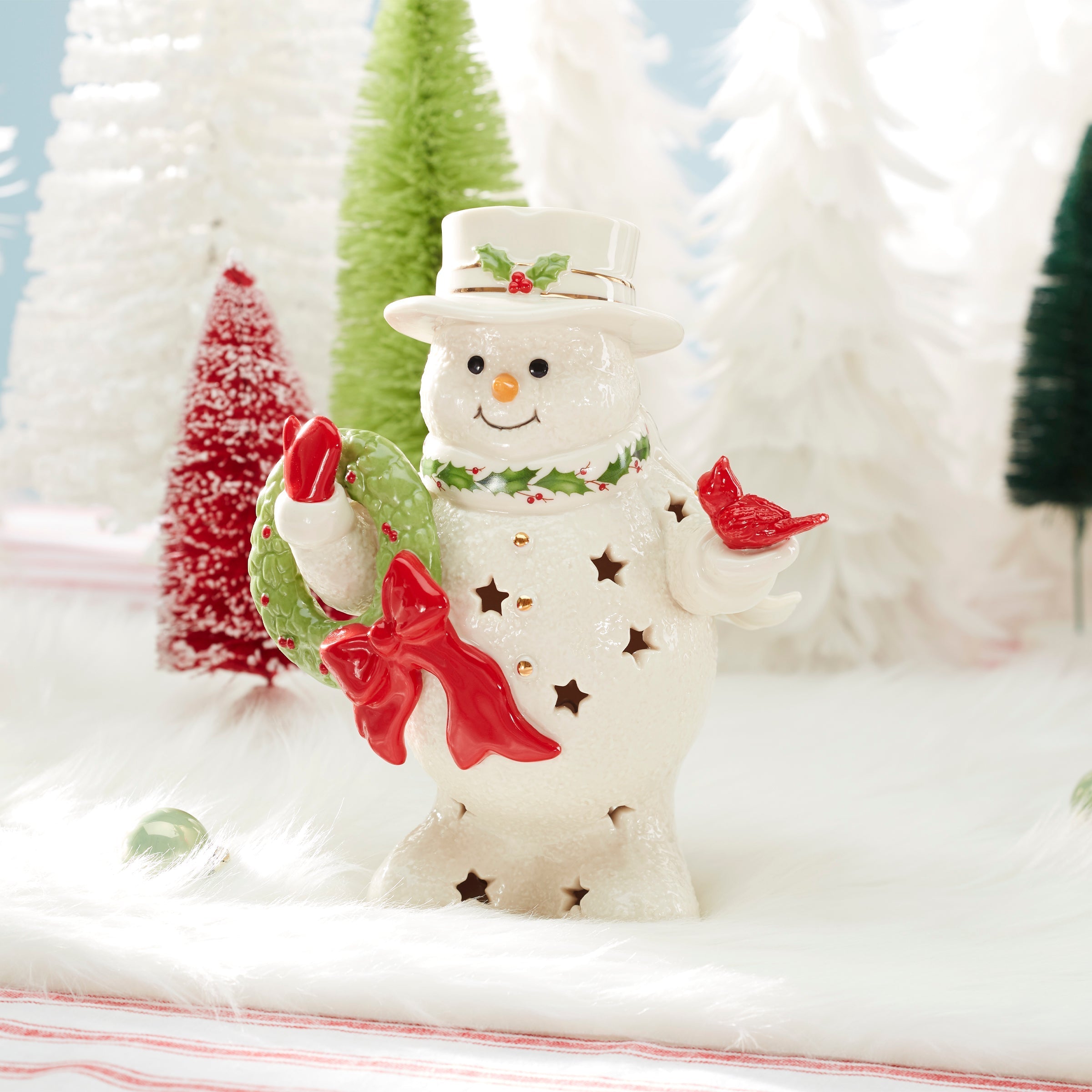 Lenox Westmore Happy Holly Days Snowman Holding Wreath Figurine - Image 3