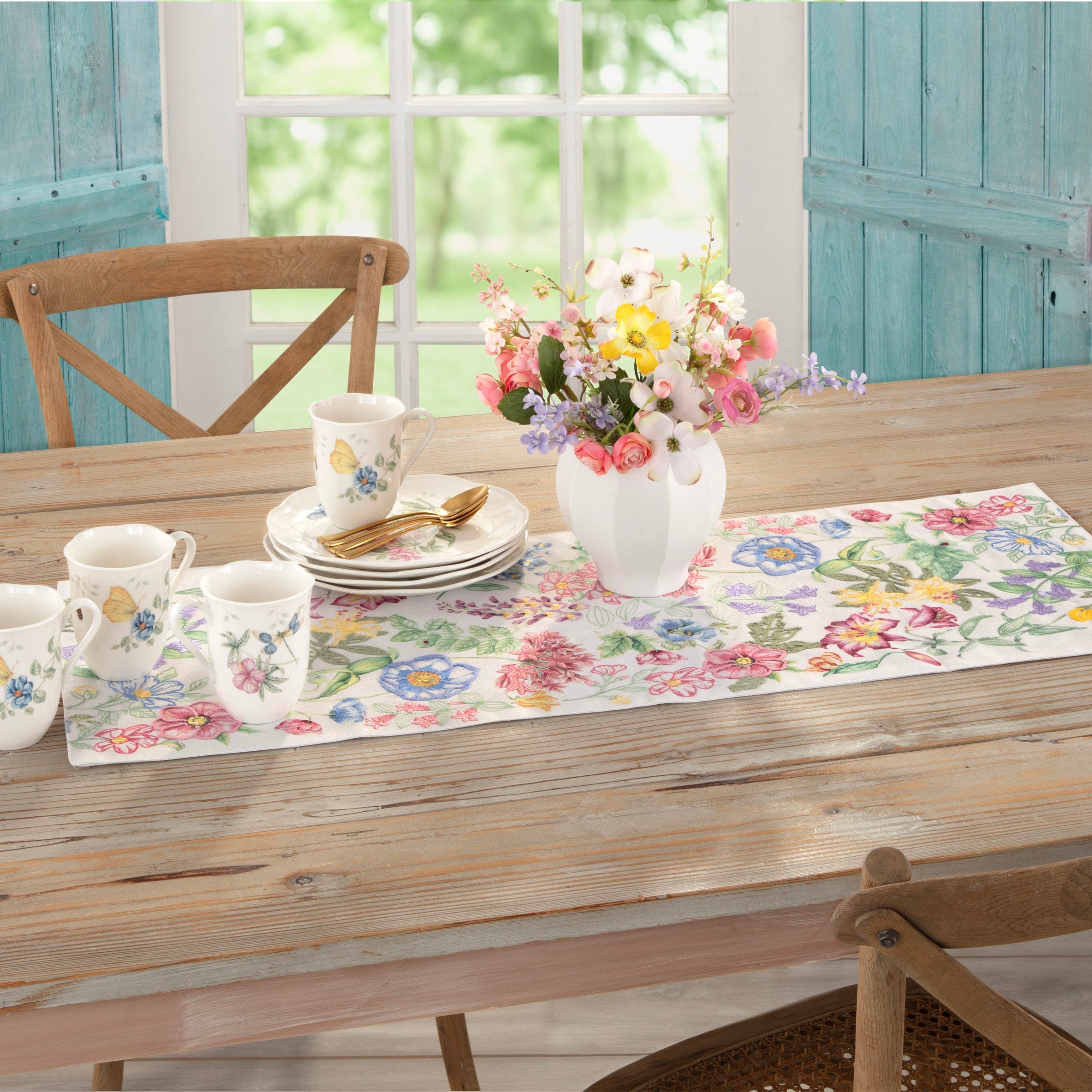 Lenox Westmore Butterfly Meadow Garden Embroidered Centerpiece Table Runner - Image 2