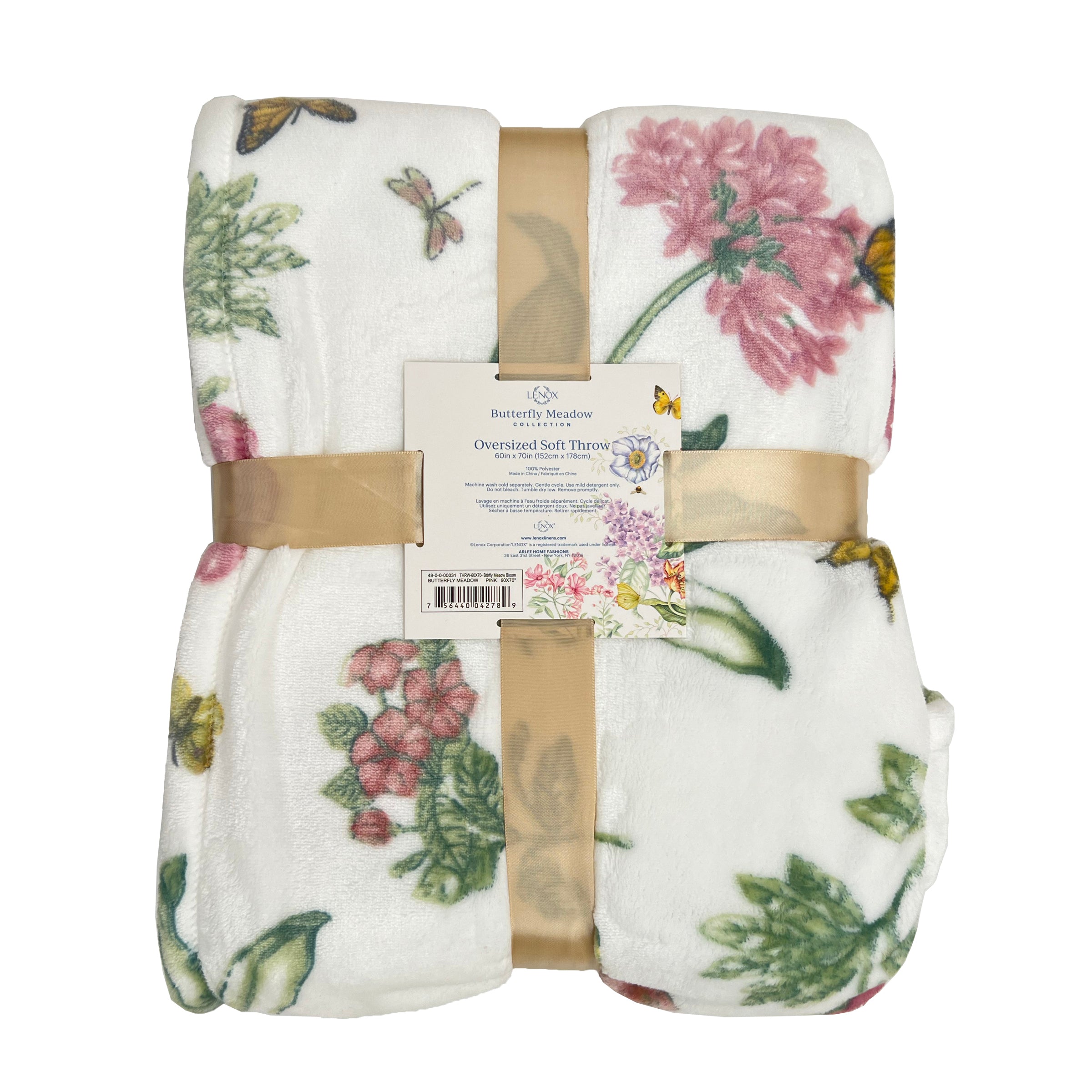 Lenox Westmore Butterfly Meadow Bloom Pink Throw Blanket - Image 5