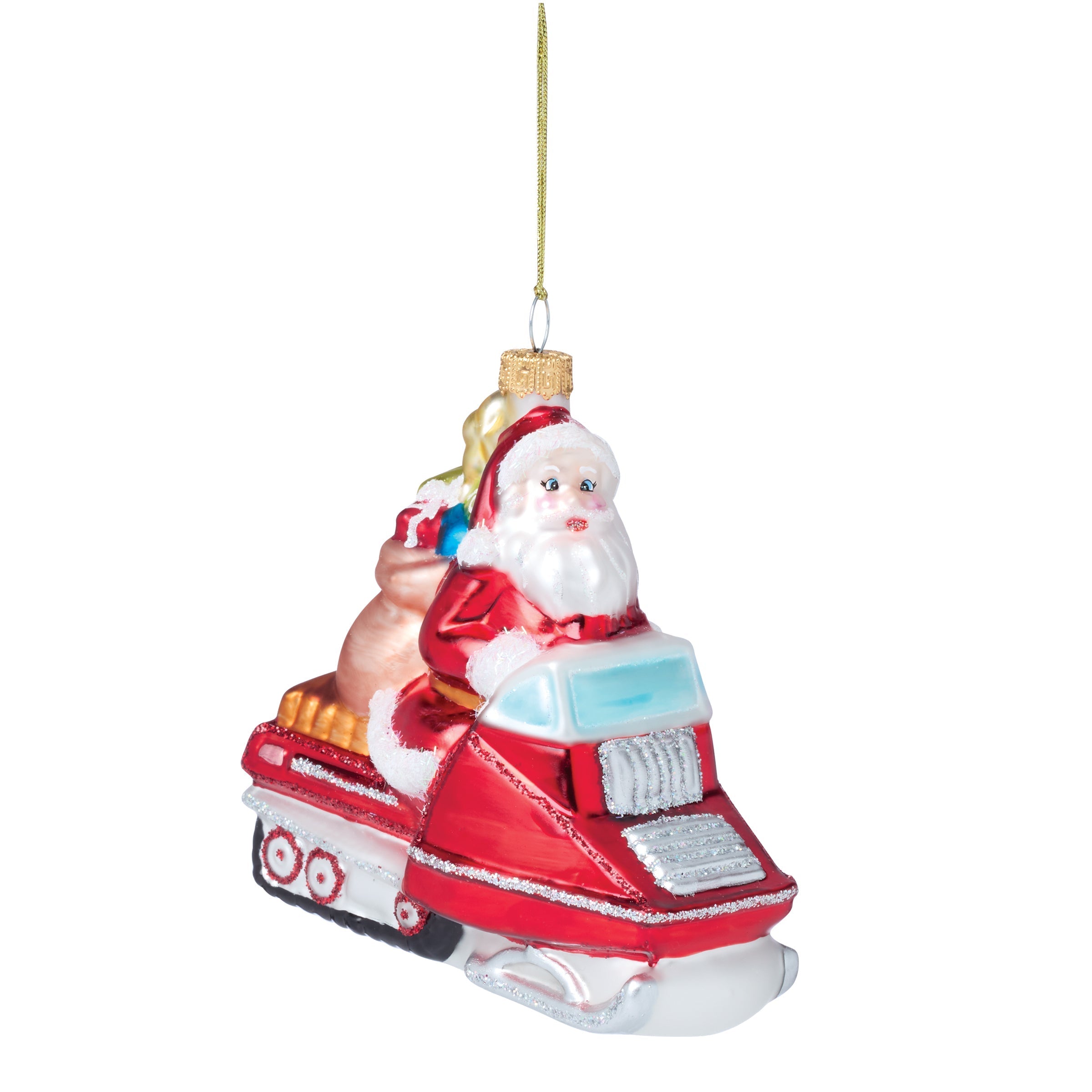 Lenox Westmore Retro Blown Glass Santa on Snowmobile Ornament - Image 3