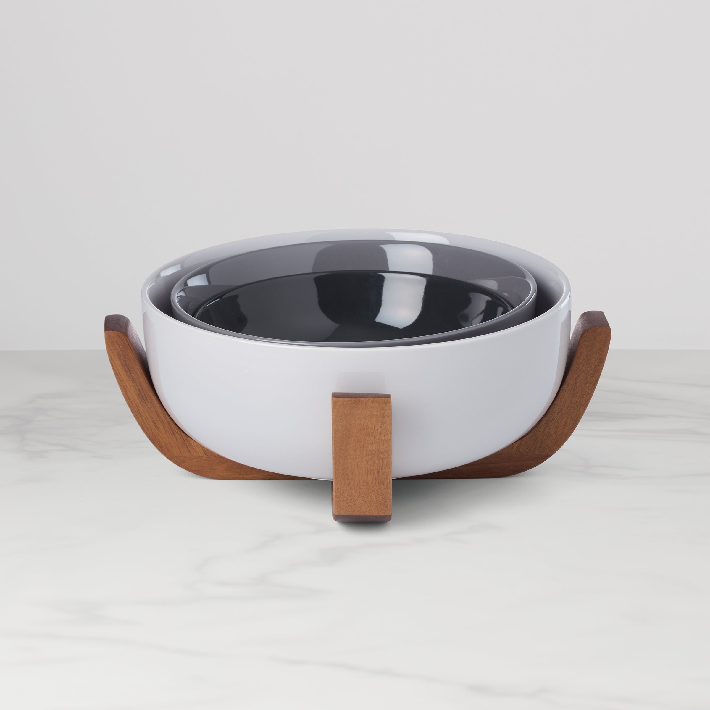 Lenox Westmore 24 Seven Pumice 3-Piece Nesting Bowl Set with Wood Stand