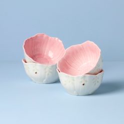 Lenox Westmore Butterfly Meadow Floral Pink Dessert Bowls, Set of 4