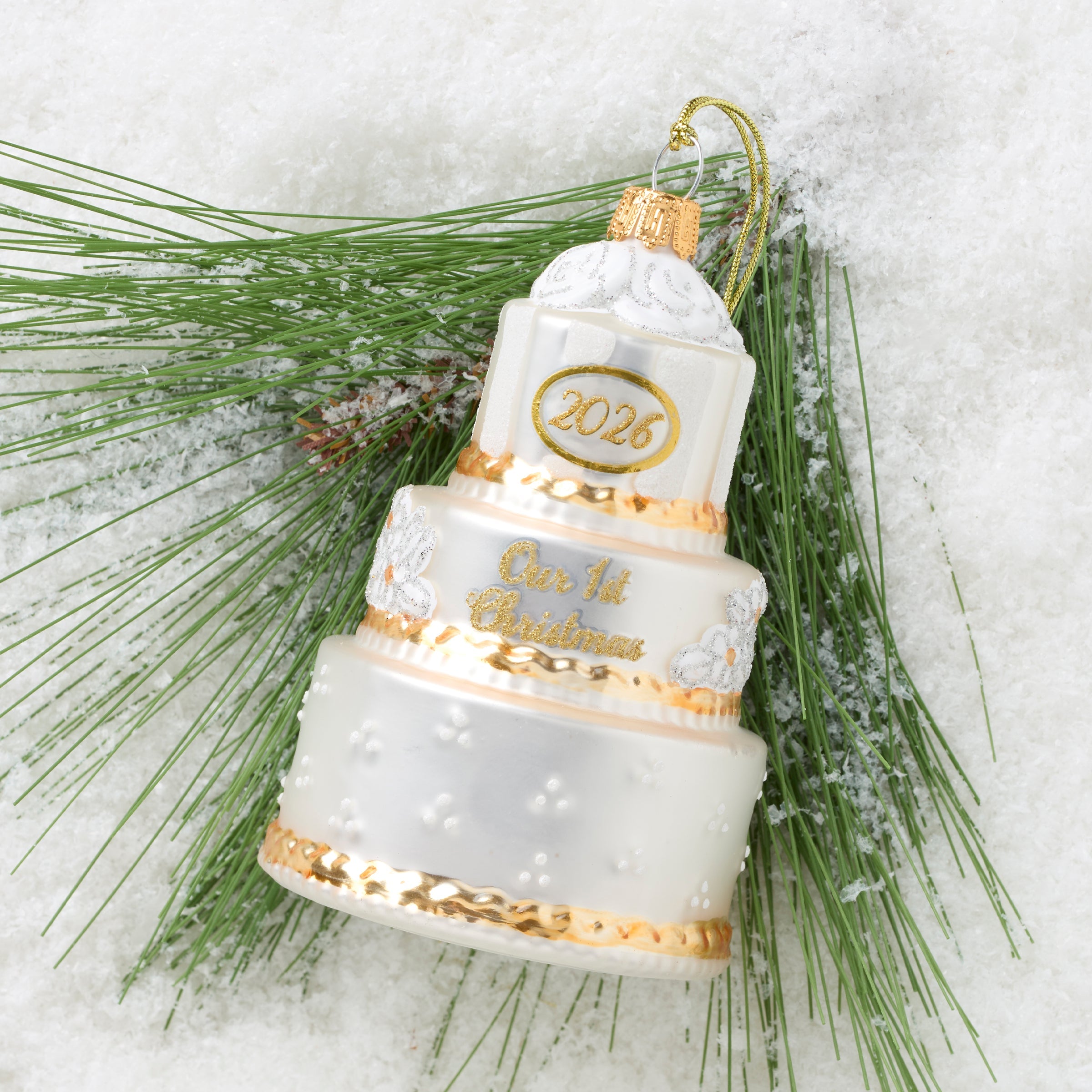 Lenox Westmore 2026 Retro Blown Glass Our 1st Christmas Wedding Ornament - Image 3