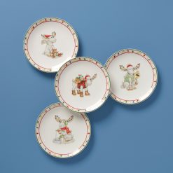 Lenox Westmore Merry Marcel Moose 4-Piece Dessert Plate Set