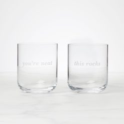 Lenox Westmore This Rocks & You're Neat Double Old Fashion Glasses, Set of 2