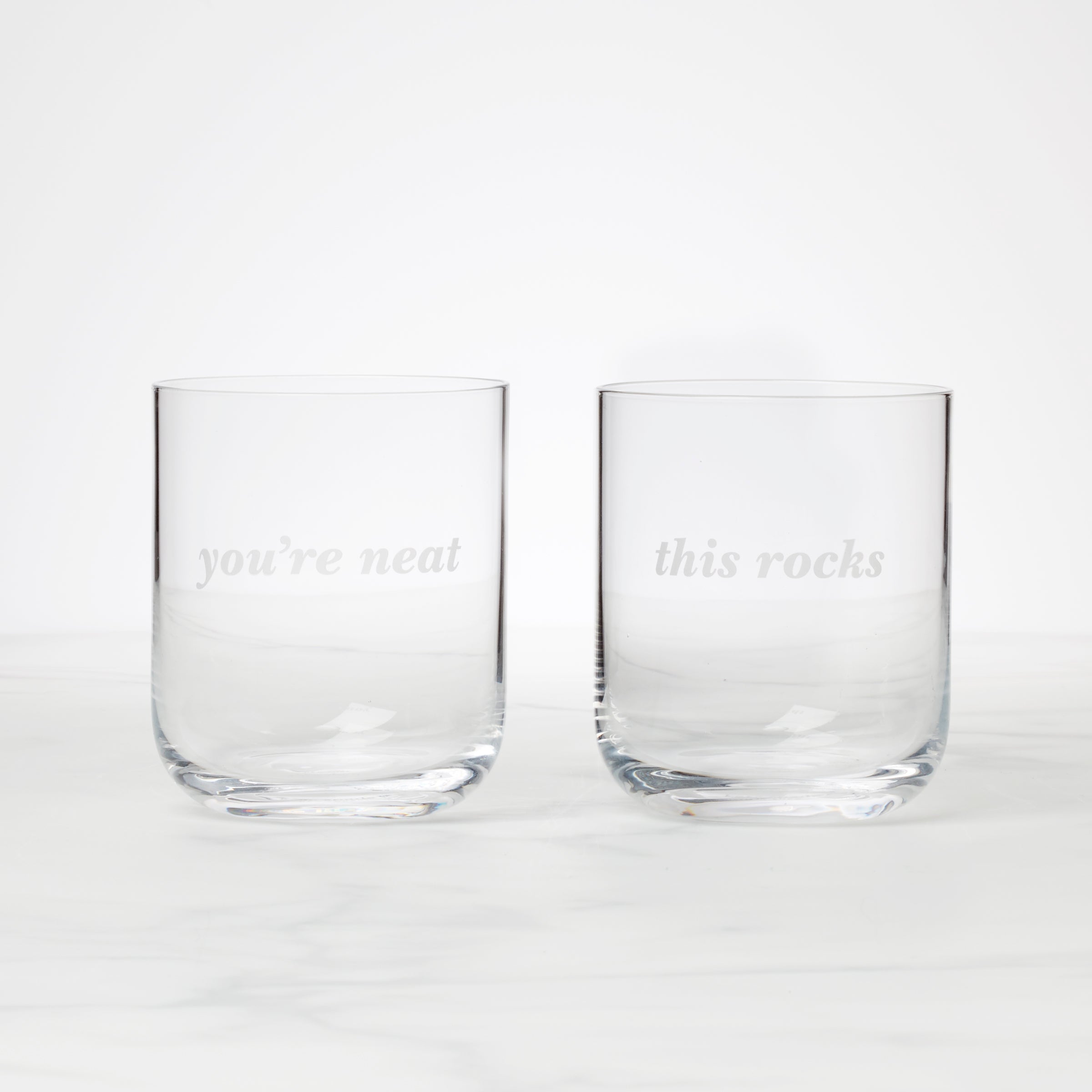 Lenox Westmore This Rocks & You're Neat Double Old Fashion Glasses, Set of 2