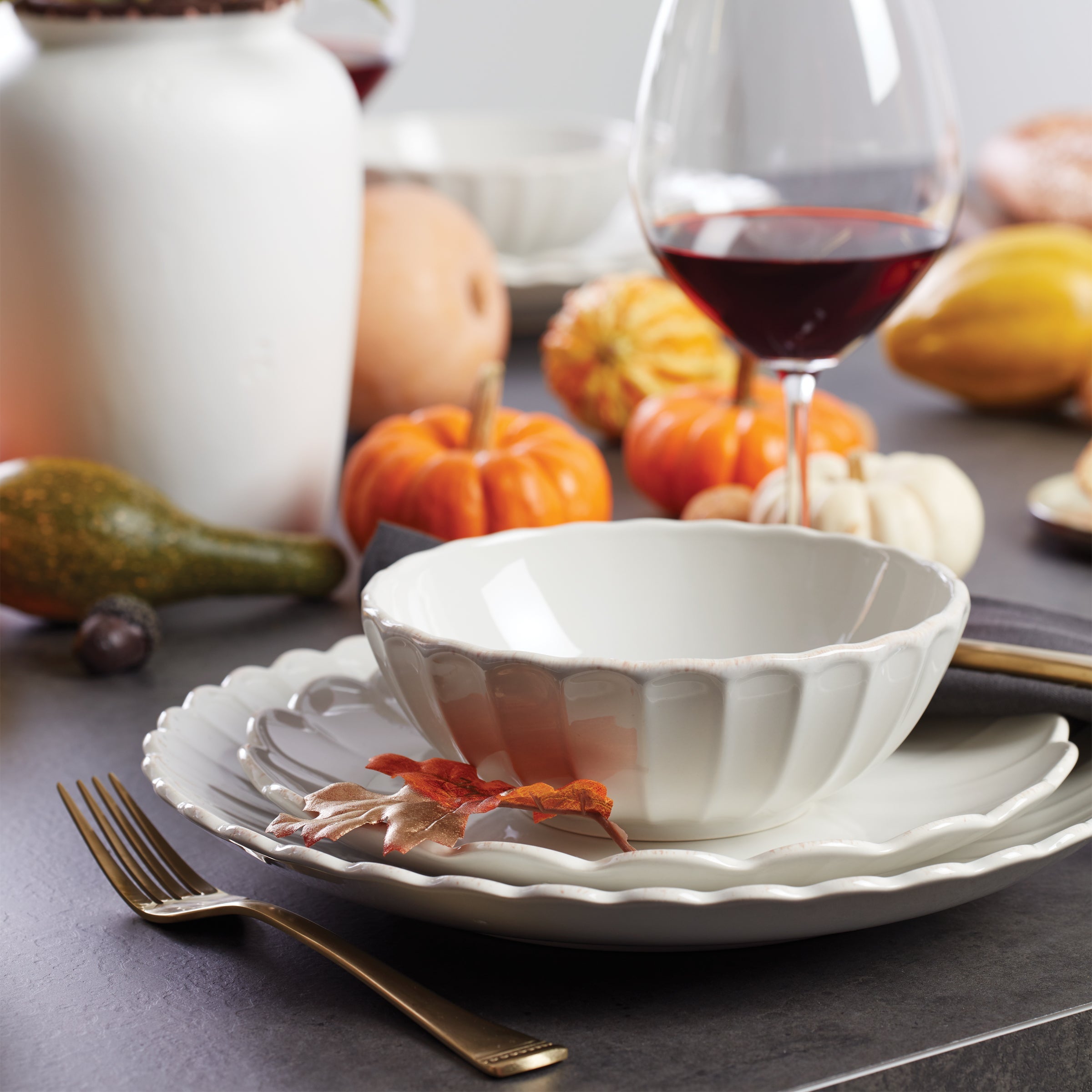 Lenox Westmore French Perle Scallop White 18-Piece Dinnerware Set - Image 2