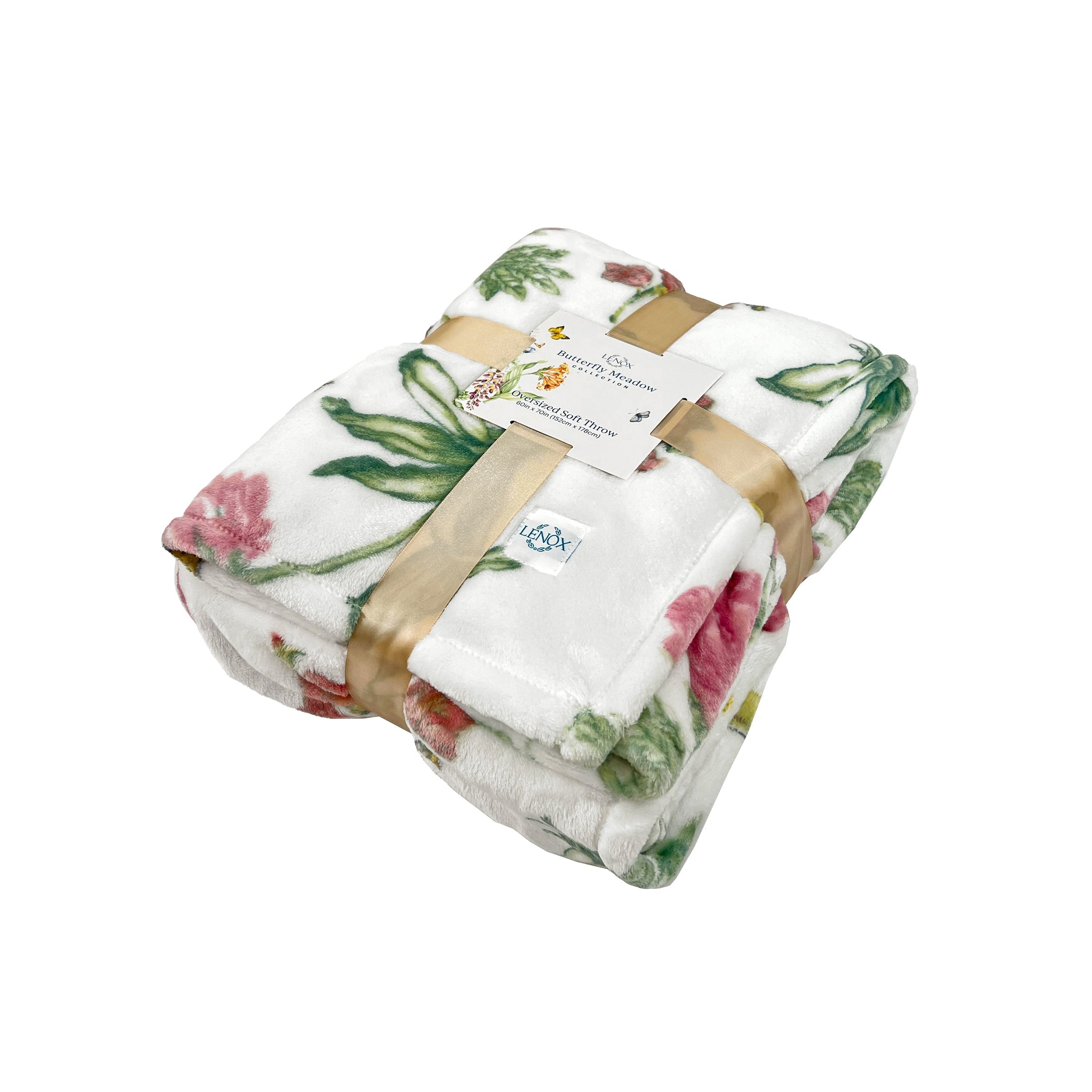 Lenox Westmore Butterfly Meadow Bloom Pink Throw Blanket - Image 4
