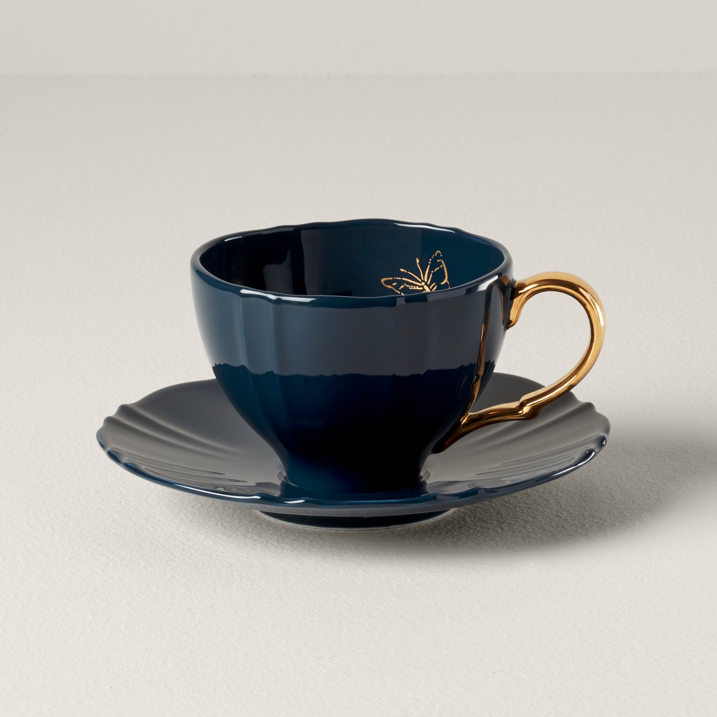 Lenox Westmore Sprig & Vine Navy Teacup & Saucer
